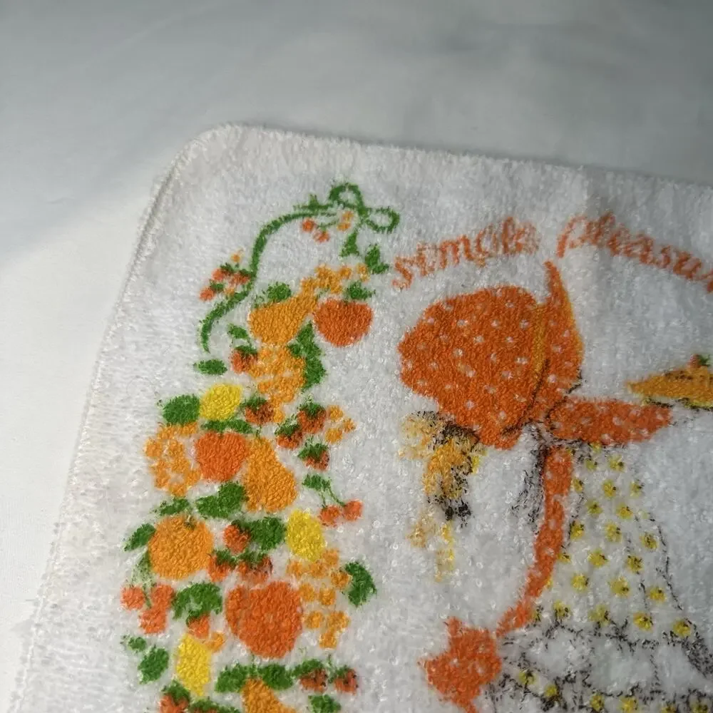 VTG 70s Holly Hobbie Orange Washcloth Simple Pleasures Cottage core Kitsch Towel